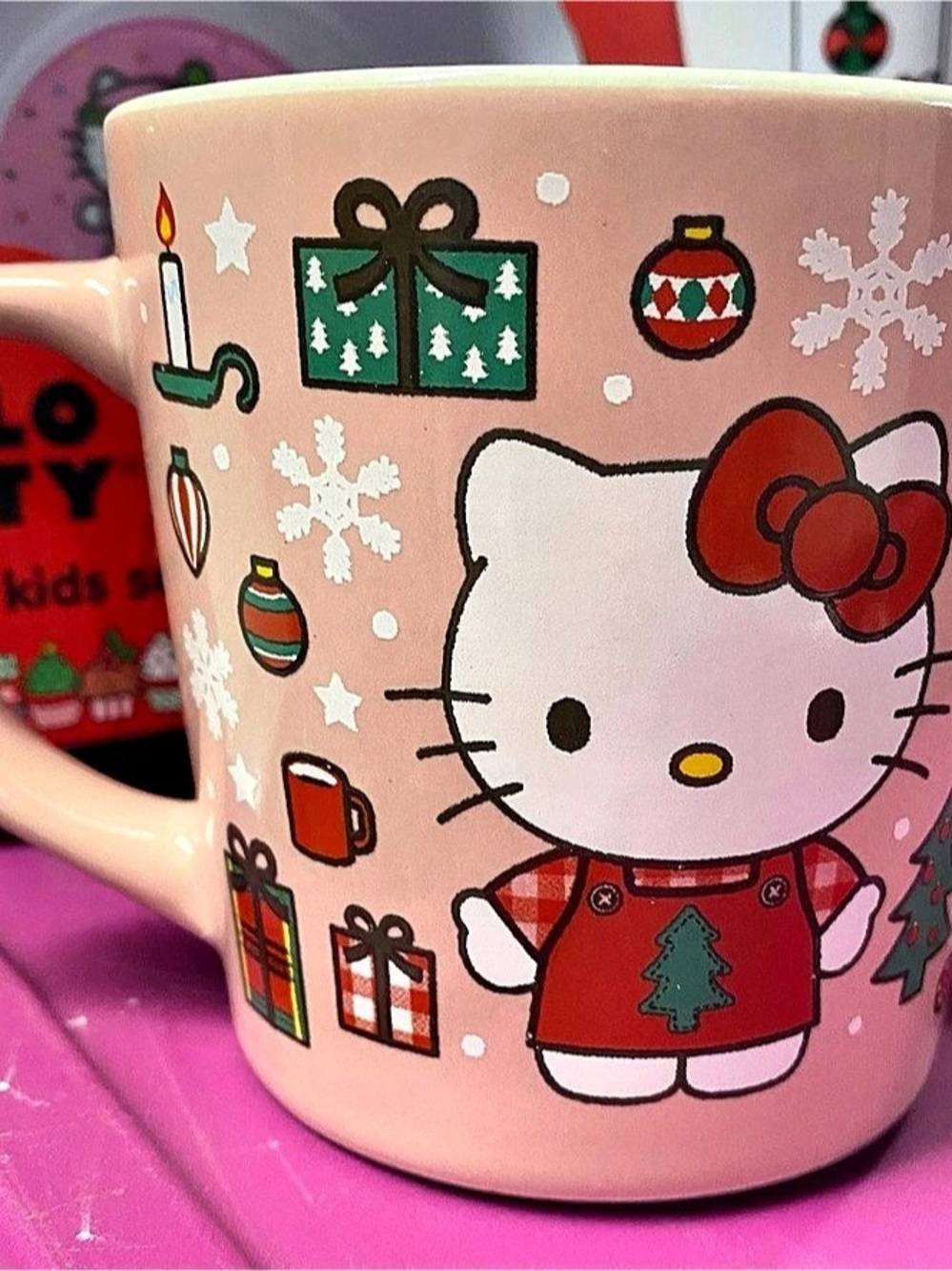 Sanrio Hello Kitty Holiday Celebration Ceramic Latte Mug Pink & Red